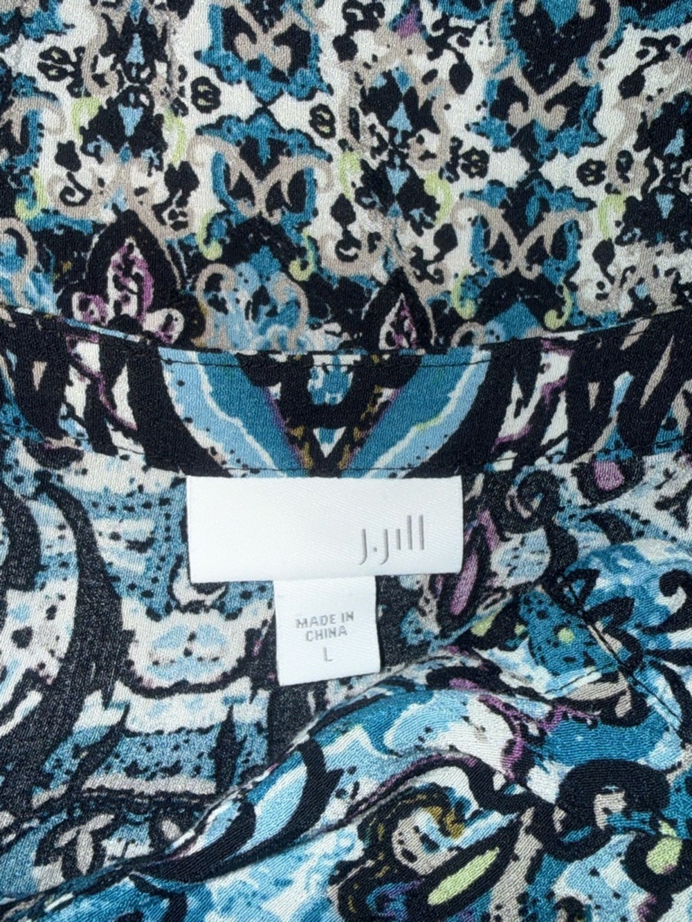 J. Jill Blue, Black and Cream Printed Long-Sleeve Tunic - Picture 5 of 6
